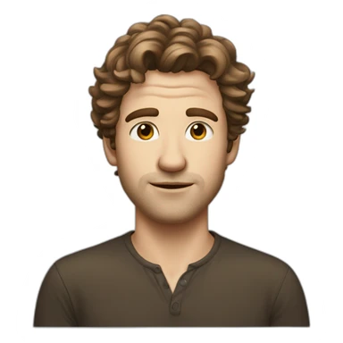 white men with a mole on the cheek, brown messy hair semi-long sticker