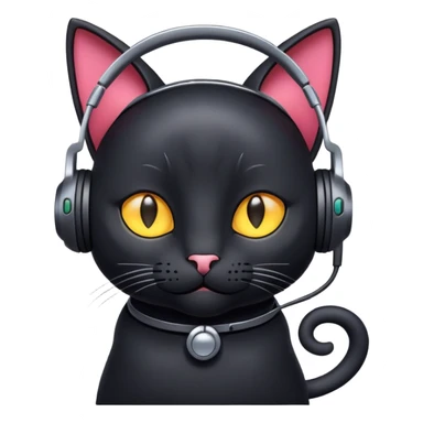 Black cat with Earphone sticker