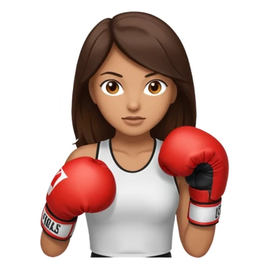 An woman with long dark brown hair light brown eyes in boxing gloves sticker