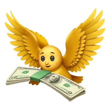 Cash flying away with wings sticker