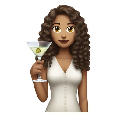 Brunette girl with curly long hair drinking martinis sticker
