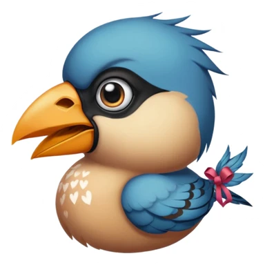 bird with piercings on beak and excessive face tattoos and ribbon two eyes sticker