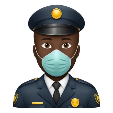 security guard, faceless, circle symbol on mask sticker