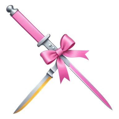 a knife with a pink ribbon bow sticker