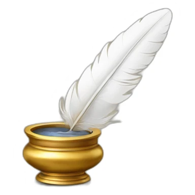 gold inkpot white feather sticker