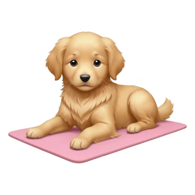 Golden retriever puppy on light pink yoga mat sticker