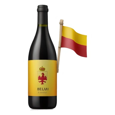 A wine bottle with the Belgium flag on the label sticker