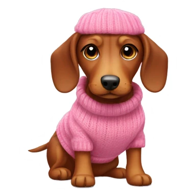 un teckel avec un pull rose  sticker