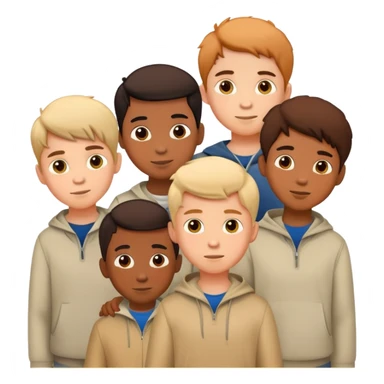 Seven boys standing together as a group sticker