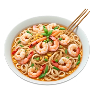 Thai pad thai noodles street food with pastel colors sticker