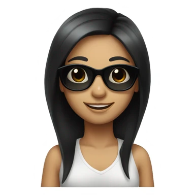 smiling girl with black hair sunglasses  sticker