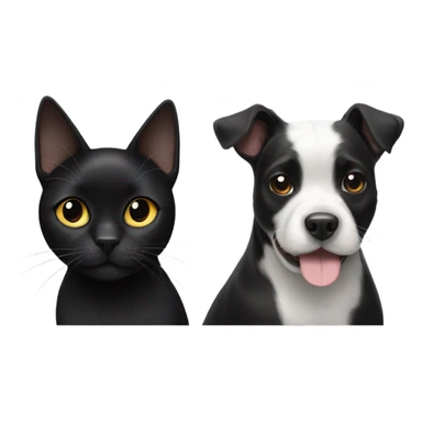 All Black cat next to black and white terrier dog sticker