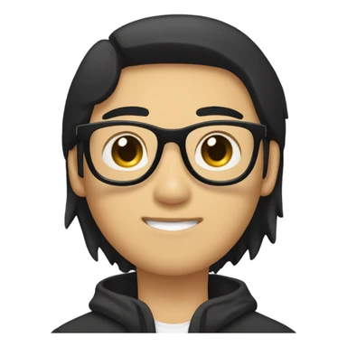 programmer, student, asian, black hair, black eyes, male, round face, black sunglasses sticker