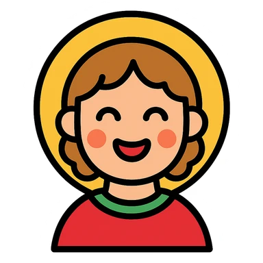 A wide face, radiant with joy, like the younger saint in a fresco sticker