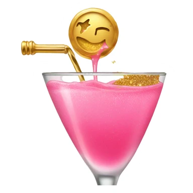 pink cocktail pouring with gold flakes sticker