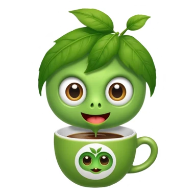 Cut the Rope's Om Nom cute from  in barista's suite with a cup of cofee sticker