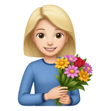 flower-holding person bouqet sticker