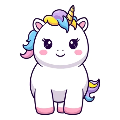Fluffy unicorn with funny pose sticker