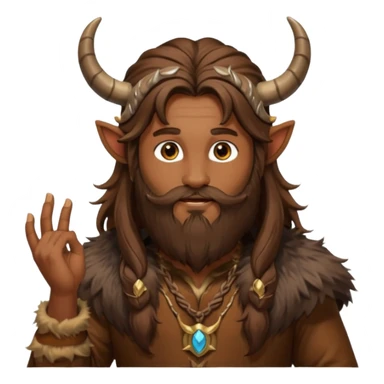 Pan, God of the Wild from Gods and Goddesses with long brown hair and beard, brown fur outfit and horn sticker