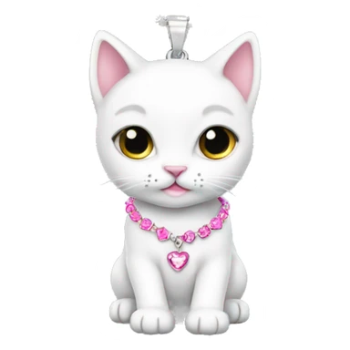 white kitten white pink necklace sticker