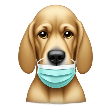White and gold bloodhound with scrubs and medical mask. sticker