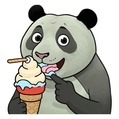 Panda eating ice cream sticker