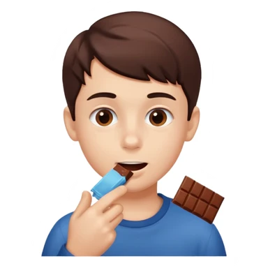boy eating chocolate sticker