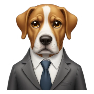 unhappy dog with suit sticker