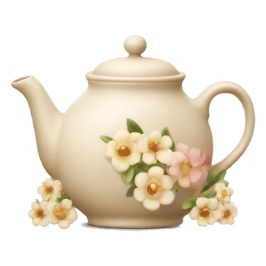 teapot beige with flowers sticker