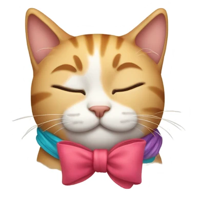 Cat sleep with bow sticker