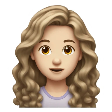 Girl with long brown wavy hair hazel eyes and pale skin sticker