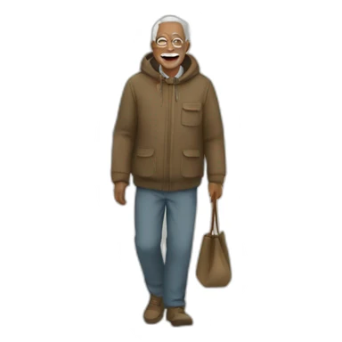 grandfather walking on streets sticker