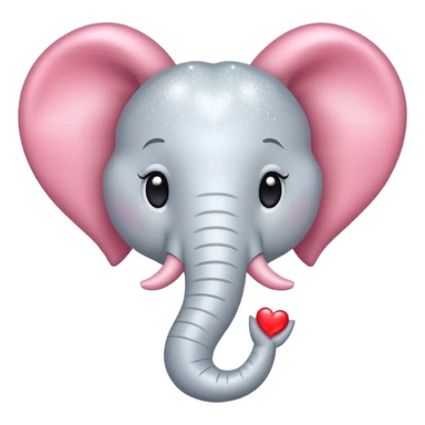 White Elephant with a glitter heart  sticker