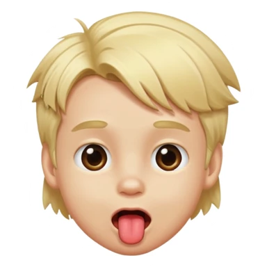 Blonde kid with his tongue out and hair on his for head  sticker