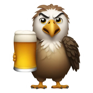 Fat eagle with frown face and a beer belly sticker