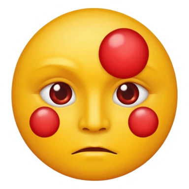 A circular yellow face with many close together red face herpes sores sticker