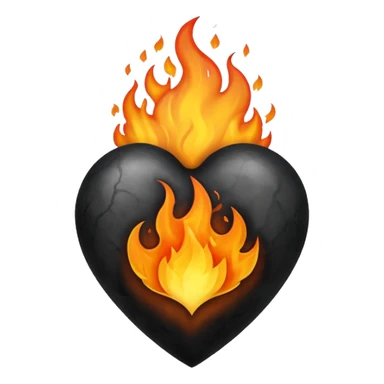 Black heart on fire sticker