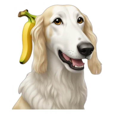 Borzoi eating a banana  sticker
