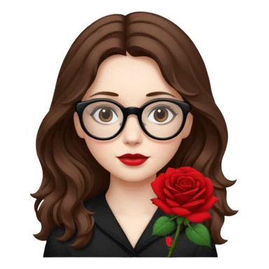 Una ragazza con capelli castani mossi e lunghi e indossi occhiali neri e con una piccola rosa nella testa sticker