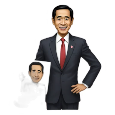 President Jokowi holding anime madoka sticker