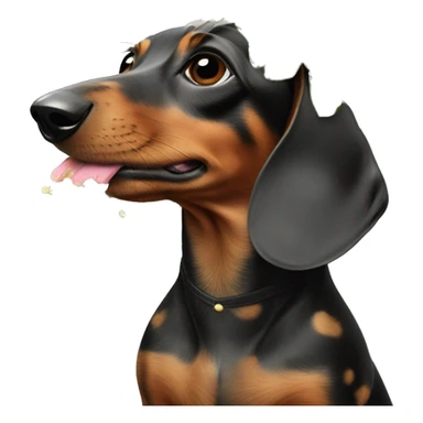 Little dachshund with dots on his fur and a Bouquet in his mouth sticker