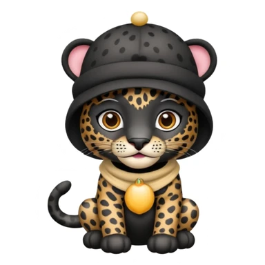 A black jaguar wearing a baby hat sticker