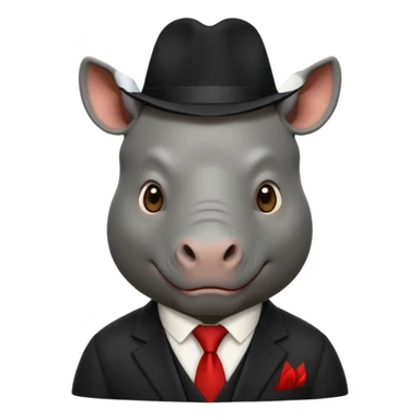 black suited rhino with fes hat sticker