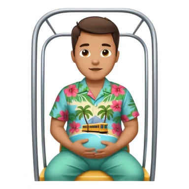 pregnant man riding a tramway sticker