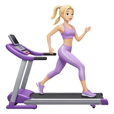 girl with long blonde hair on treadmill wearing light purple yoga set sticker