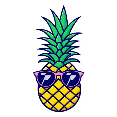 happy pineapple ananas with sunglasses sticker