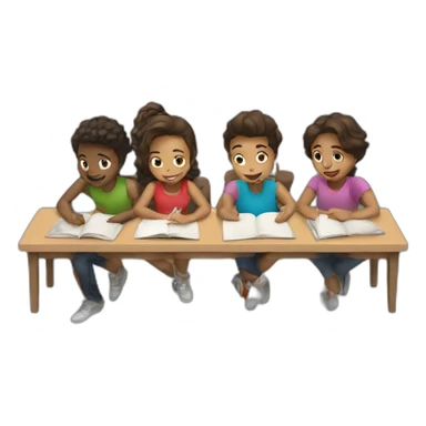 multiple friends studying sticker