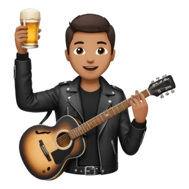 We're creating a quiz for a New Year's Eve team. The idea is that people have to guess which emoji belongs to which person from three emojis. Now it's up to you to make one whole emoji from the following  emojis.  🏍🎸🍻👦 sticker