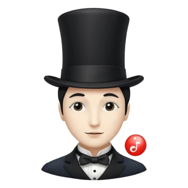 a french magician with a yin yang face and a closed eye type, and a top hat sticker
