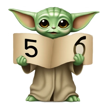 Baby Yoda holding a number 5 sign. sticker